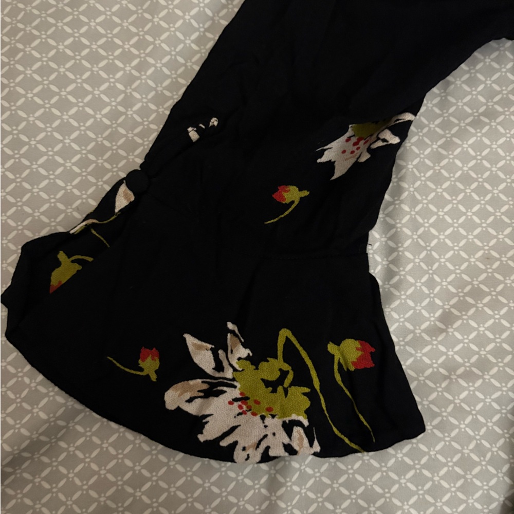 XS Free People Time On My Side Black Floral Wrap Dress - Picture 8 of 10